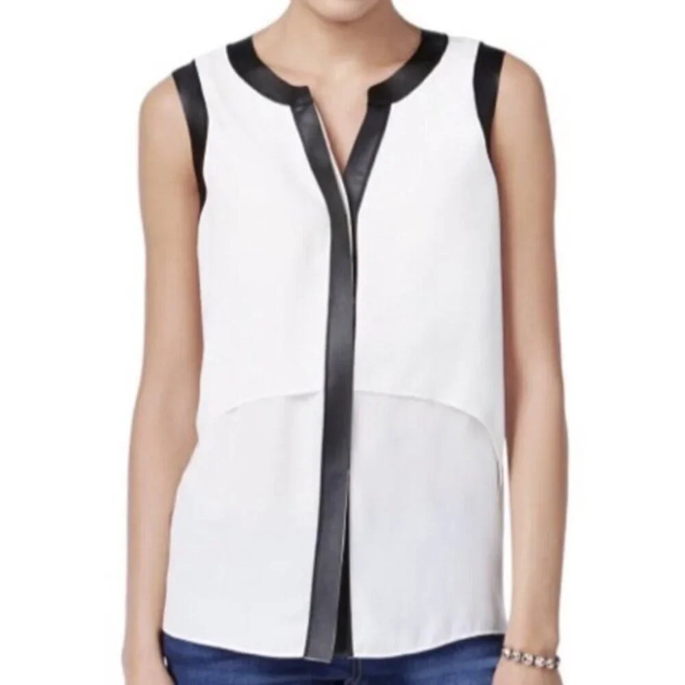 Bar vegan leather lined blouse